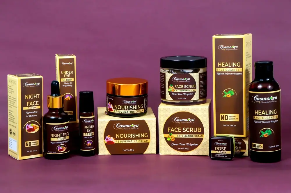 Night face serum, nourishing cream and face scrub set