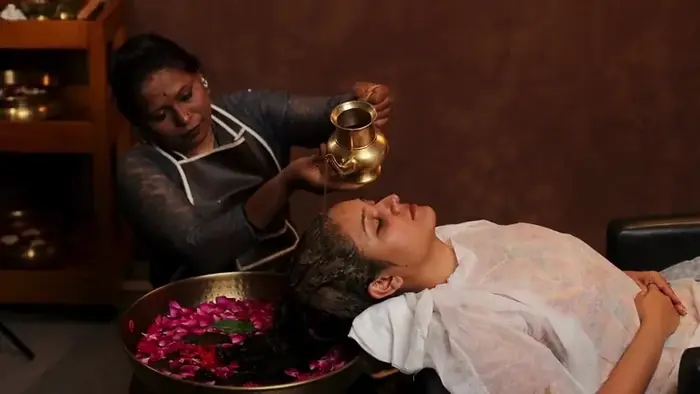 Herbal rinse from a brass vessel