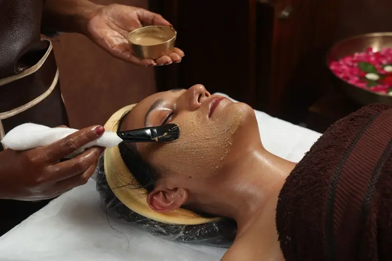 Herbal face pack applied with a brush