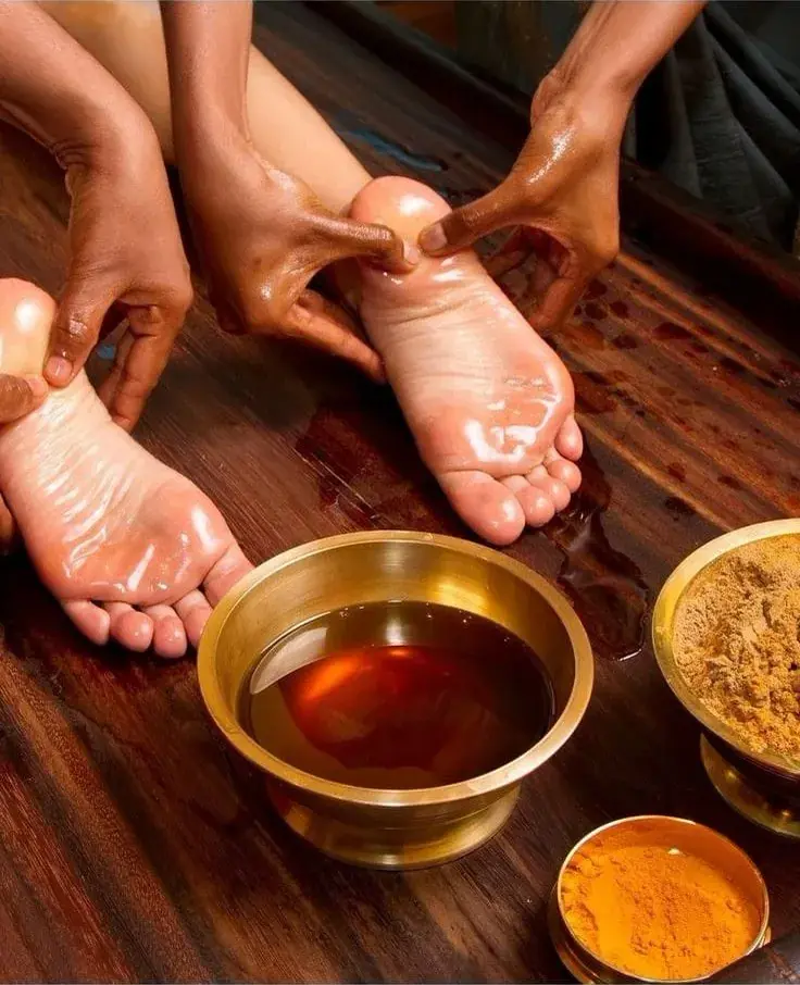Padabhyanga foot massage with herbal oil
